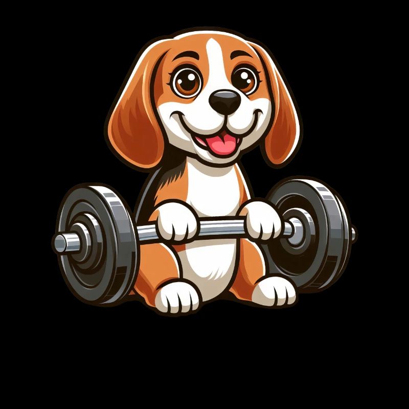 Beagle avec entraînement physique avec haltères