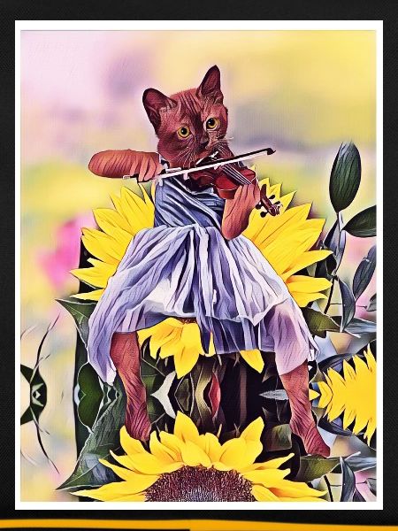 Fiddler Cat on Sunflower