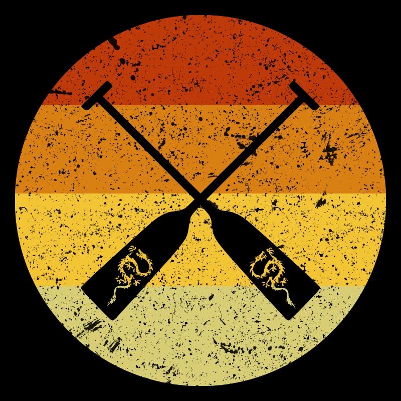 Dragon Boat Paddle Icon Retro Vintage Old School