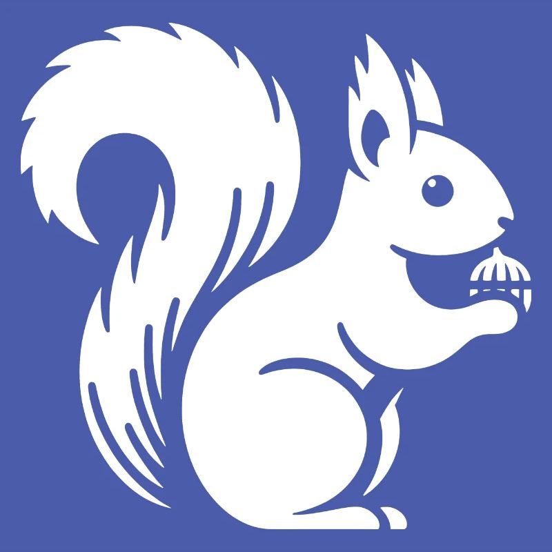 Minimalist Squirrel Silhouette with Nut