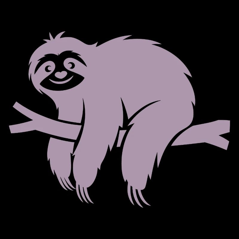 Minimalist sloth relaxing on a branch