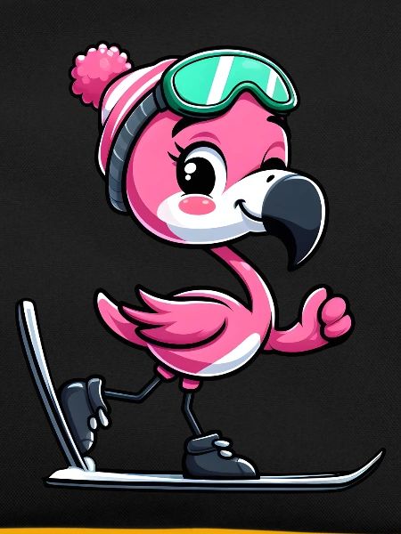 Flamingo Skier Winter Fun