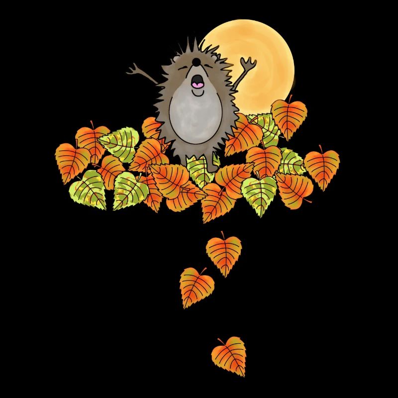 Hérisson, automne, feuilles, feuillage