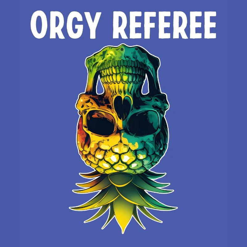 Orgy Referee Funny Upside Down Pineapple Skull