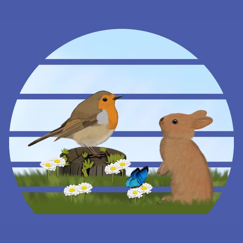Robin Bird Rabbit Easter Spring