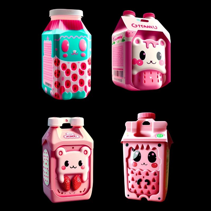 kawaii erdbeere milch karton
