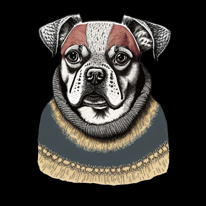 Chien avec un pull