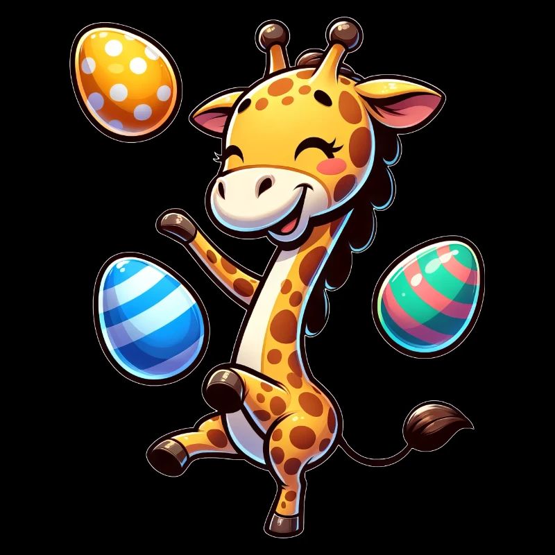Easter Giraffe, Juggling Easter Eggs