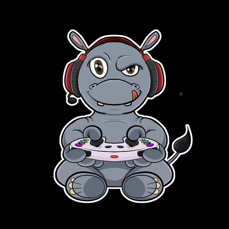 Hippo With Gaming Controller I Funny Gaming I