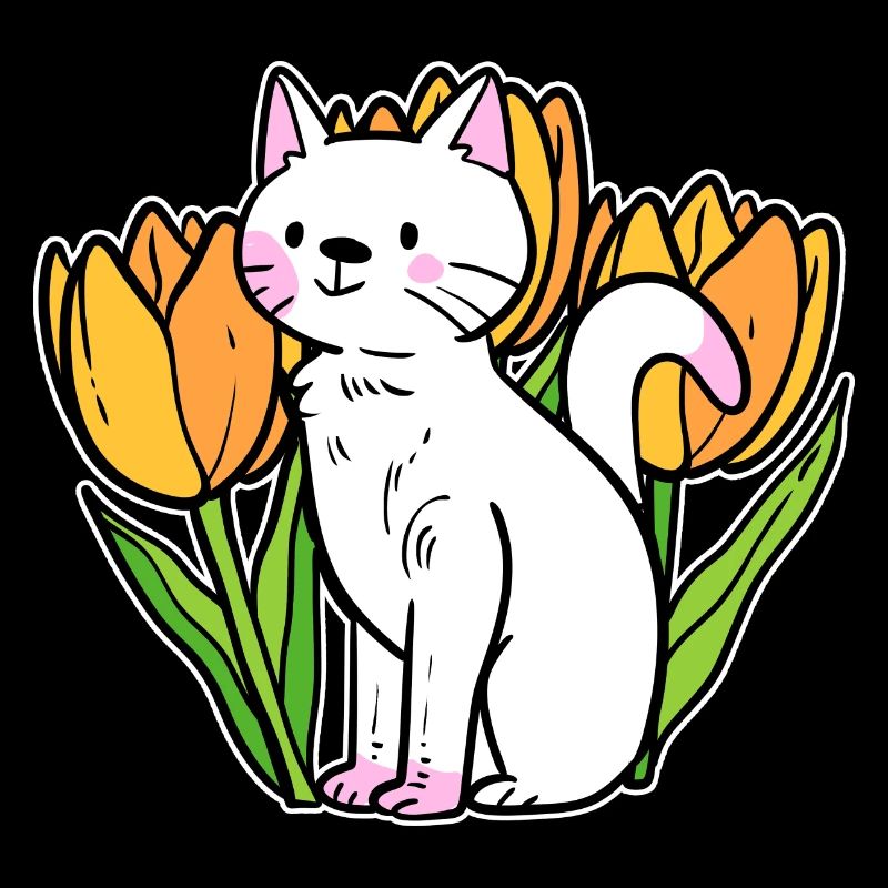 Katze mit Tulpen Gärtner