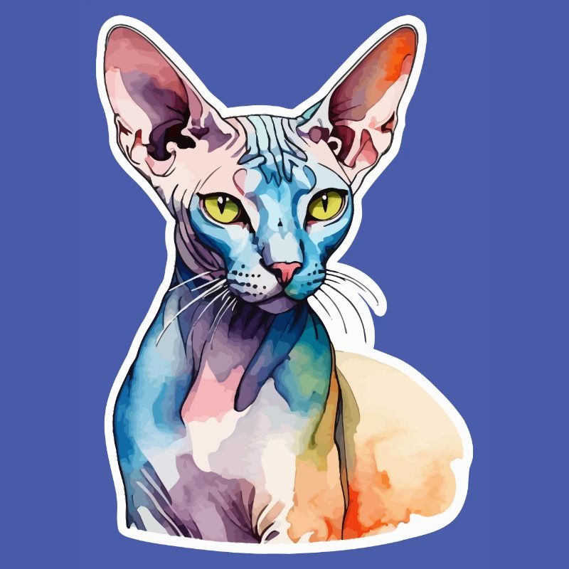 Sphynx Katze Wasserfarben