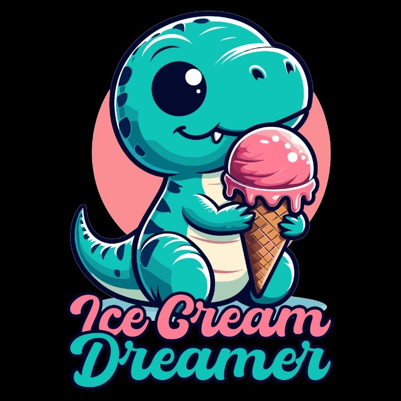 Eiscreme Träumer süßer T-Rex mit Eis Geschenk