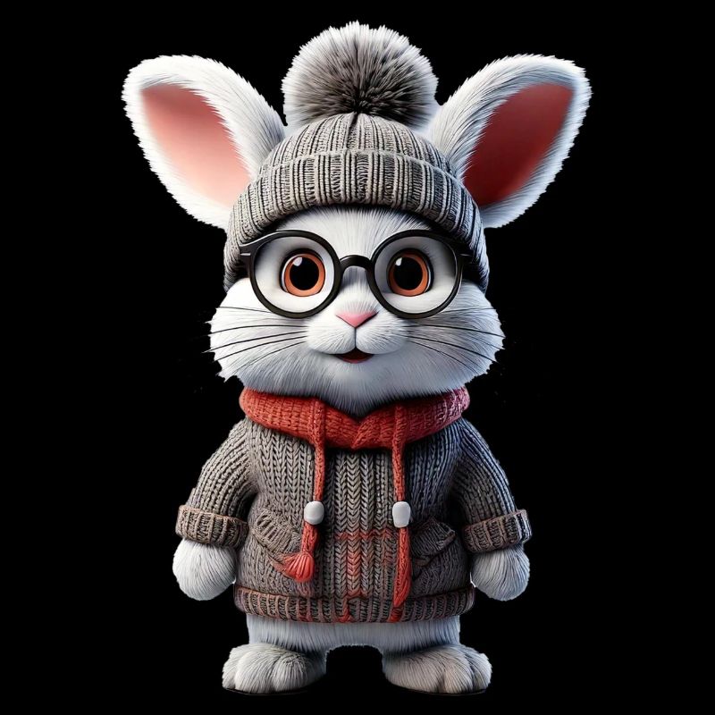 Mignon lapin avec pull tricoté