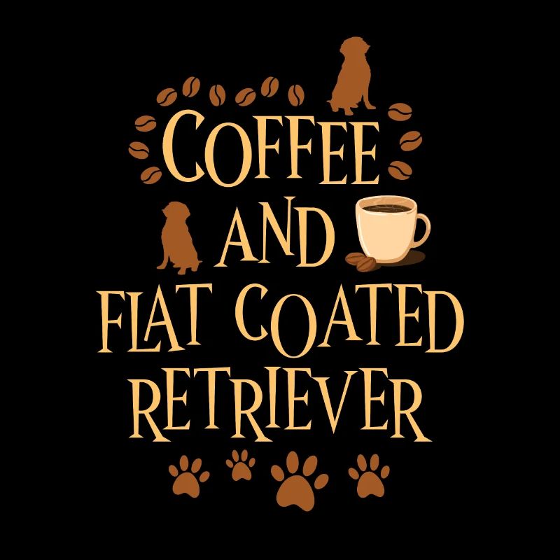 Coffee and Flat Coated Retriever