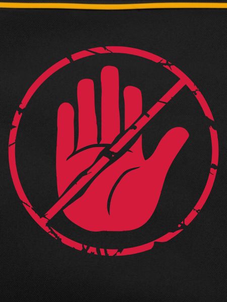Zeichen Stop Hand durchgestrichen