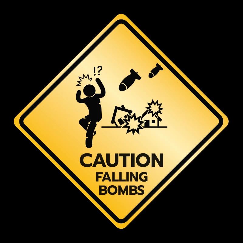 Caution Sign Falling Bombs