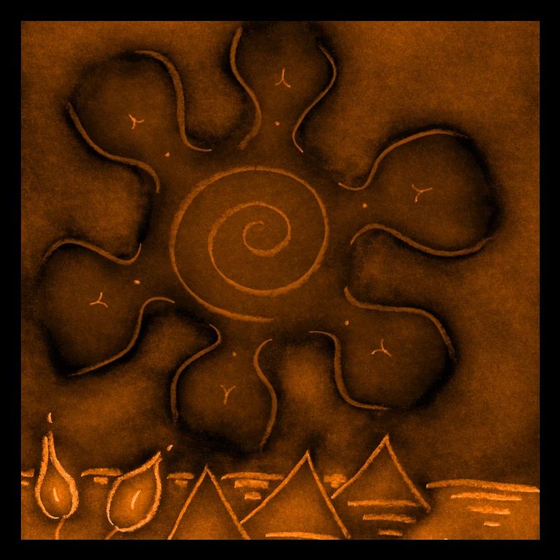 SUN ON ORANGE PYRAMIDS