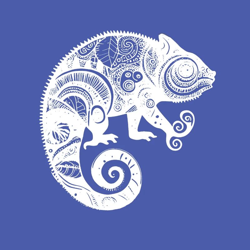Chameleon with boho Aztec patterns