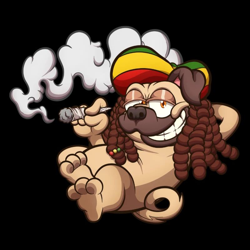 Rasta Pug Smoking A Joint