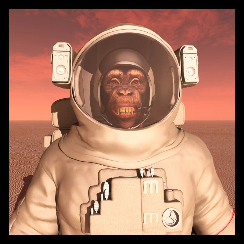 Chimpanzé en combinaison spatiale sur Mars