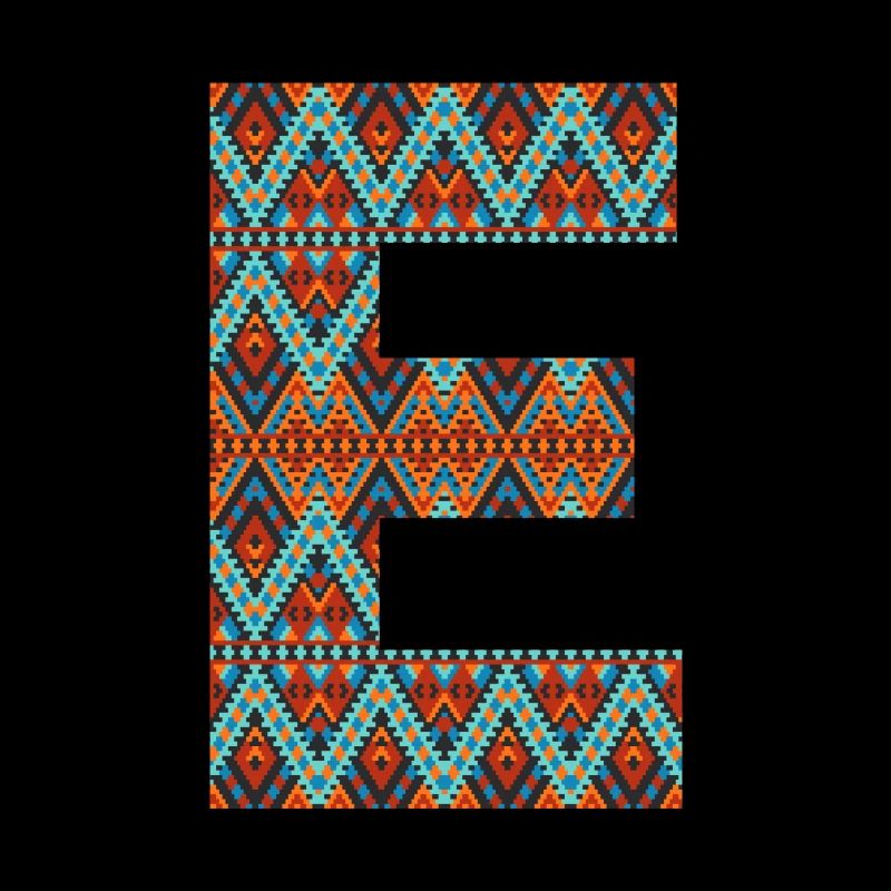 Buchstabe E-Boho-Design, buntes Monogramm