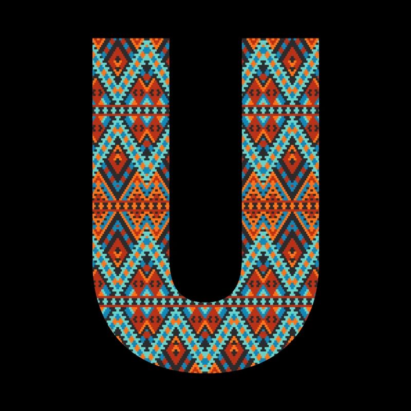 Buchstabe U-Boho-Design, Buntes Monogramm