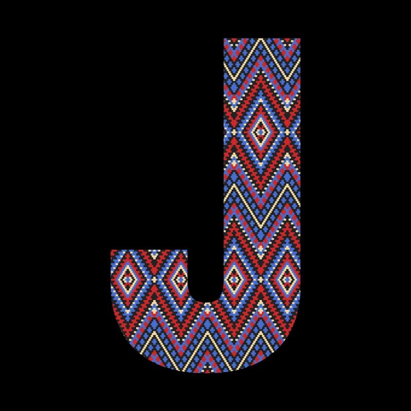 Monogramm Buchstabe J - Boho buntes Design