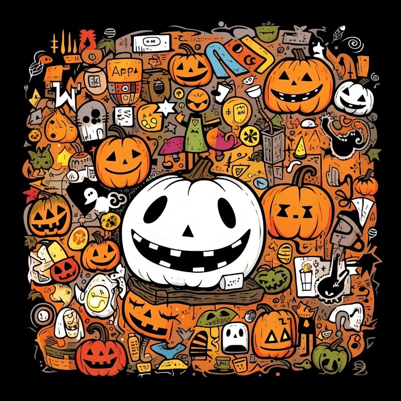 Multi pattern halloween pumpkin