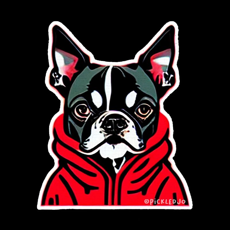 Boston Terrier Roter Kapuzenpullover Pop Art