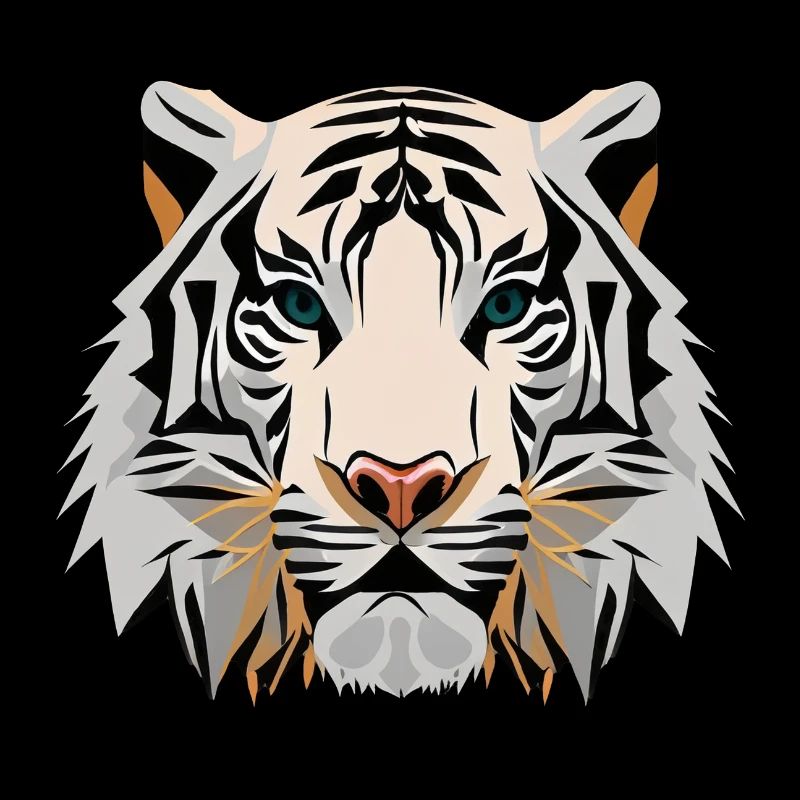 white tiger face vector look geometric proud stron