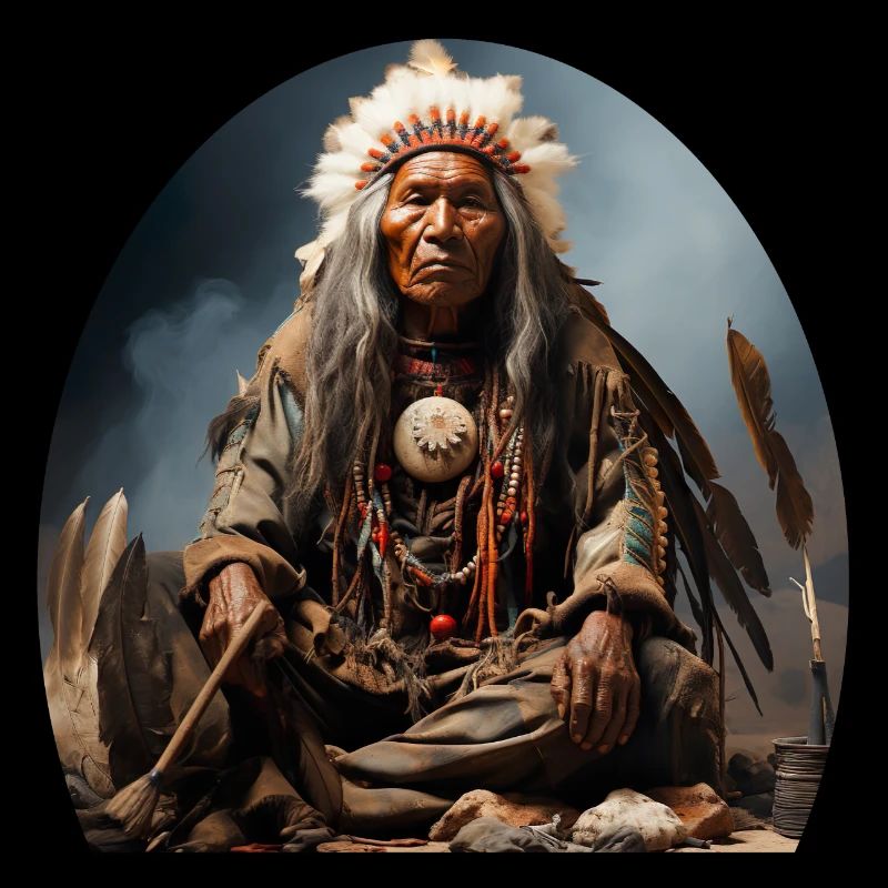 Indian chief with feather headdress