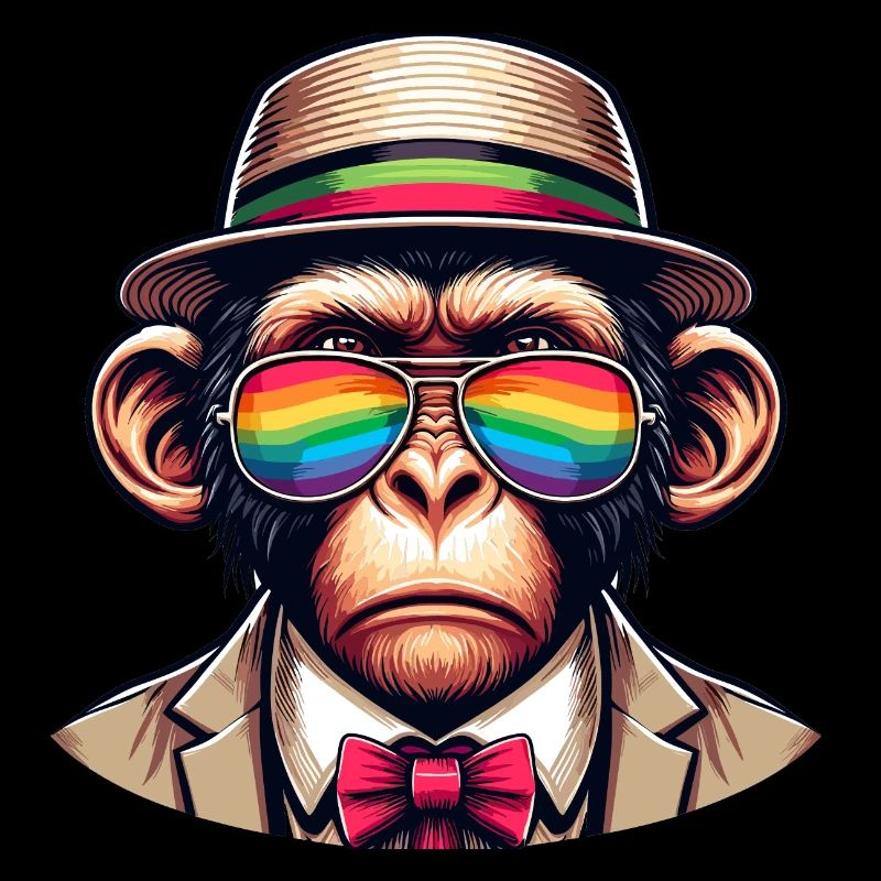 Affe mit Regenbogenhut