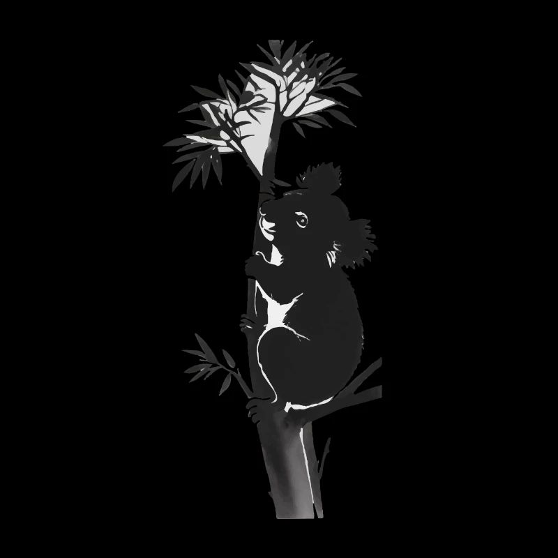 Silhouette eines Koalas, der sich an einen Baum