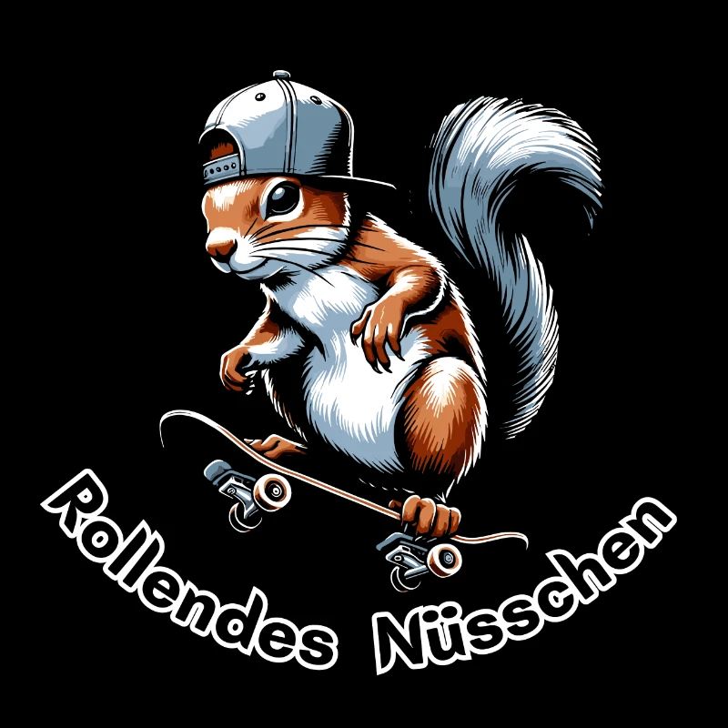 Rollendes Nüsschen Eichhörnchen Skateboard
