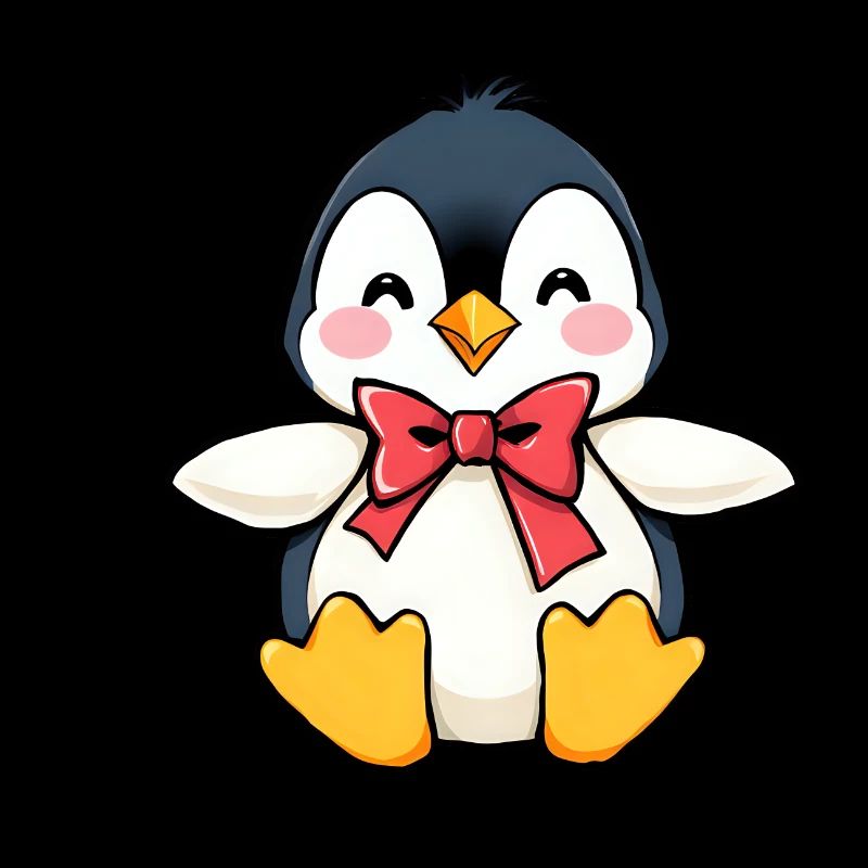 Charming Penguin with Red Bow Tie