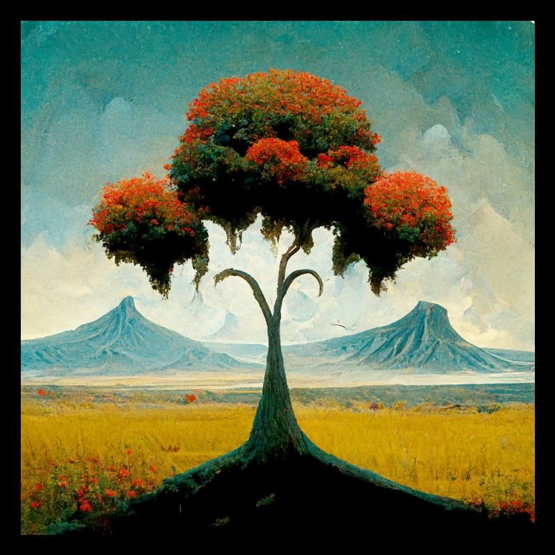 Surrreal Landscape Tree Solitude Mountains