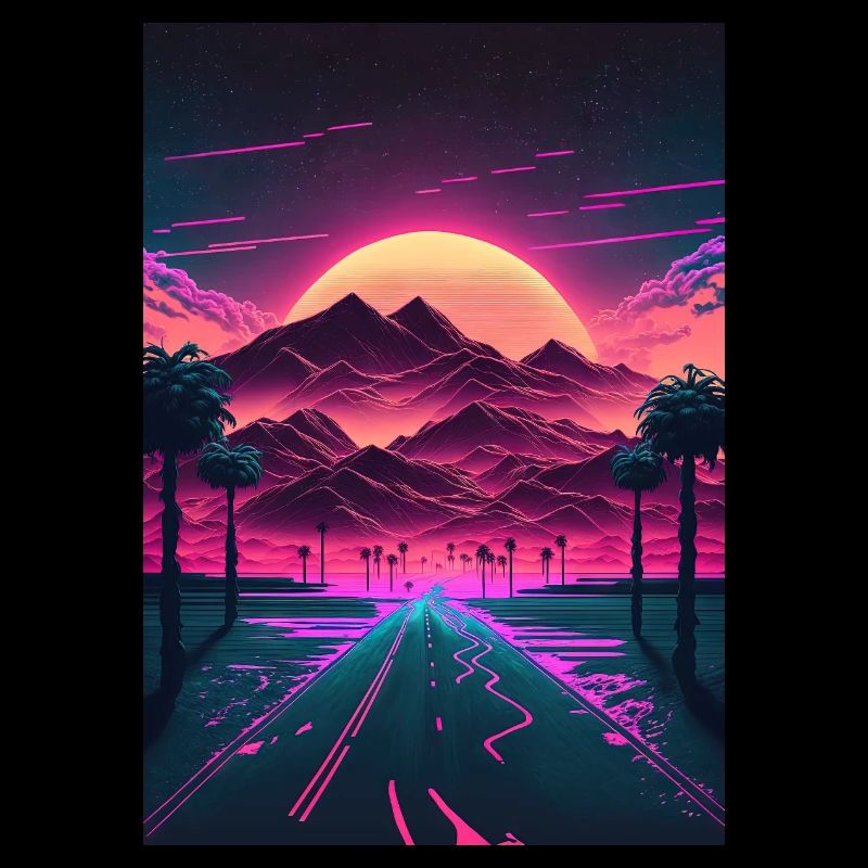 Neon Sunrise Over the Synthwave Mountains