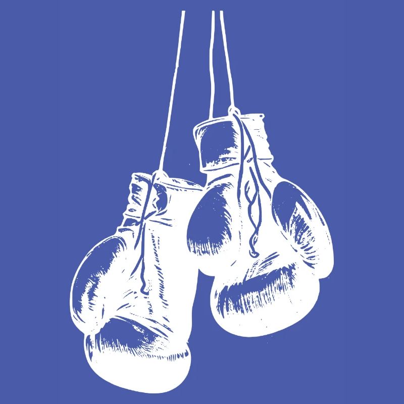 Conception de gants de boxe blancs suspendus. Conception de logo