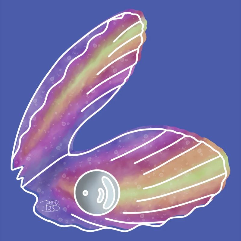 « Shell with Pearl », Boho Line Art Design, Shells