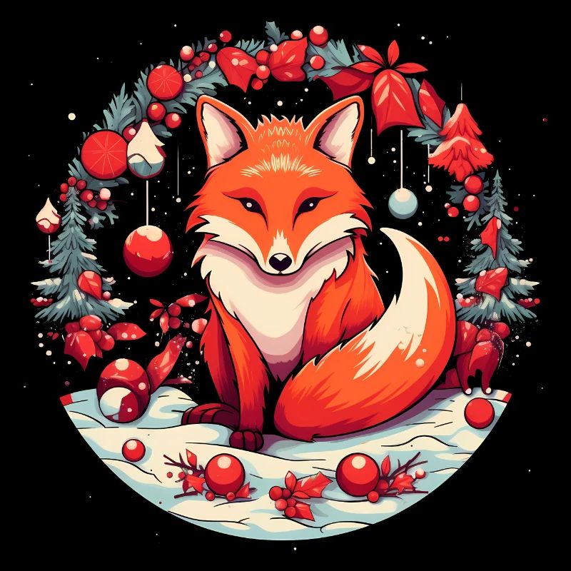 Fox With Xmas elements, Love Foxes