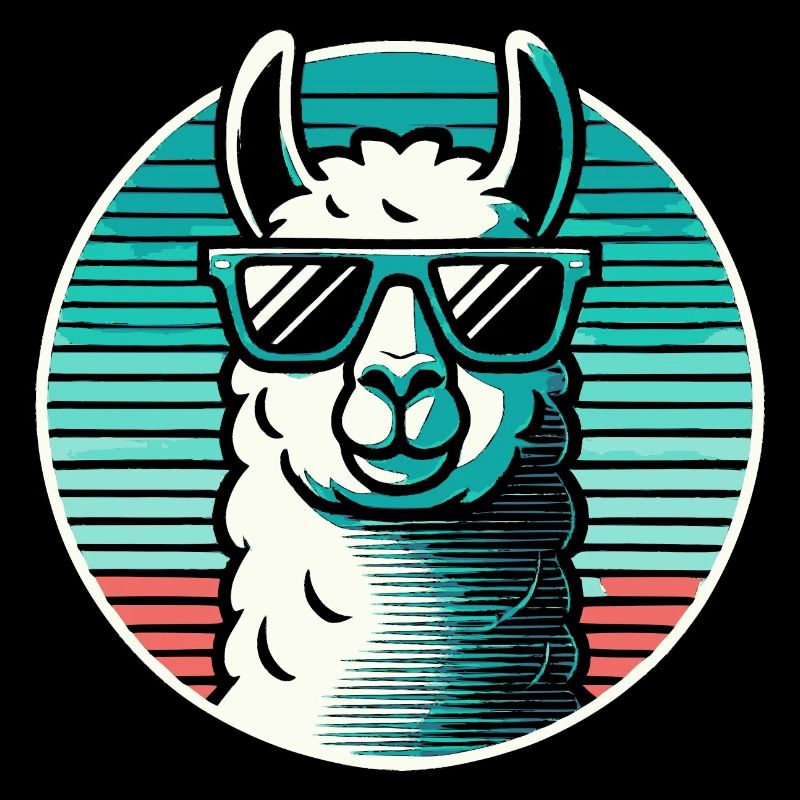 Llama Alpaca in Blue with Sunglasses Comic Art