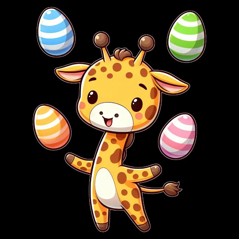 Easter Giraffe Juggling Eggs, Artistic Motif
