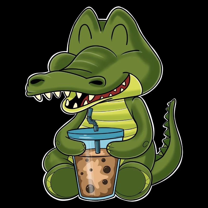 Bubble Tea Kawaii Crocodile I Boba Tea Otaku