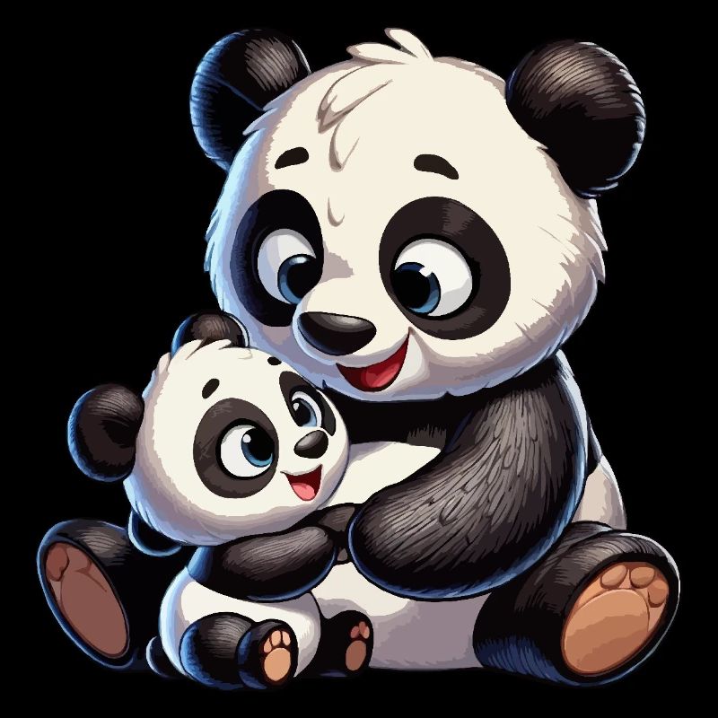 Panda-Mutter mit Kind