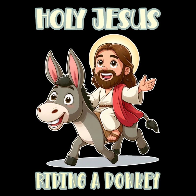 Holy Jesus riding a donkey