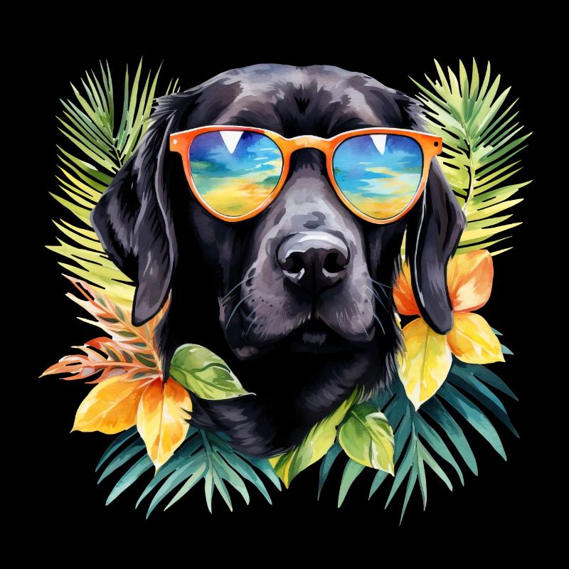 Cooler bunter Labrador Retriever Hund Sommer