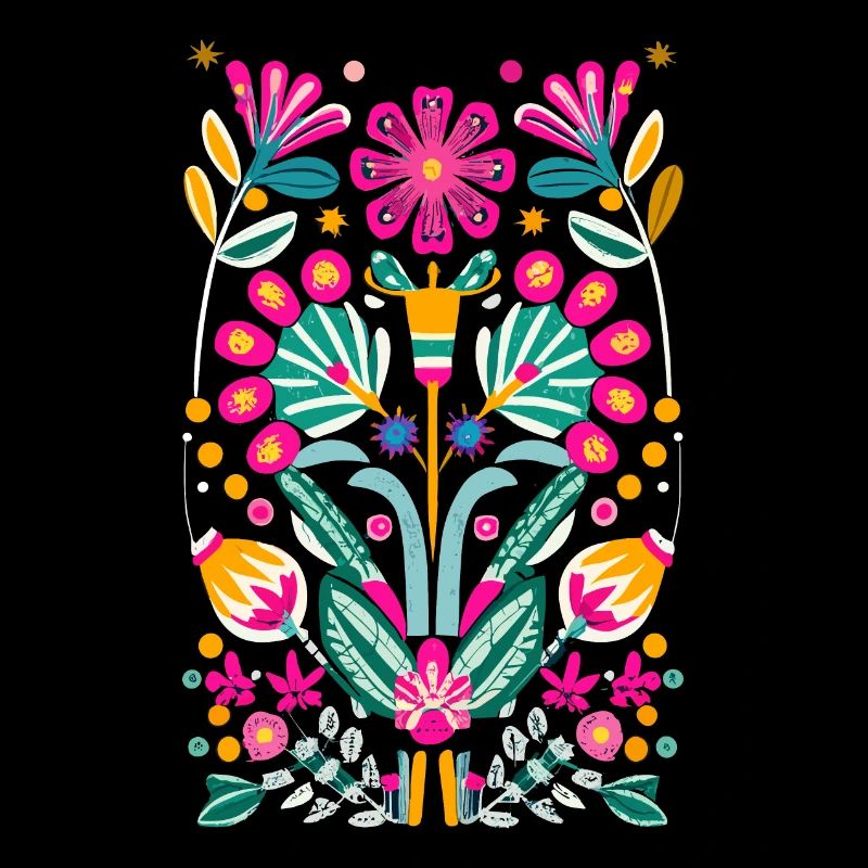 Otomi Flower Pattern Mexican Floral Art