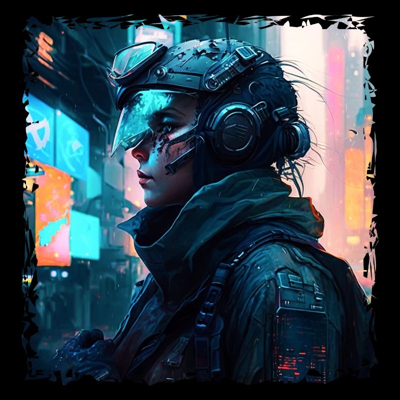 Warrior and soldier in the future as sci-fi artwork