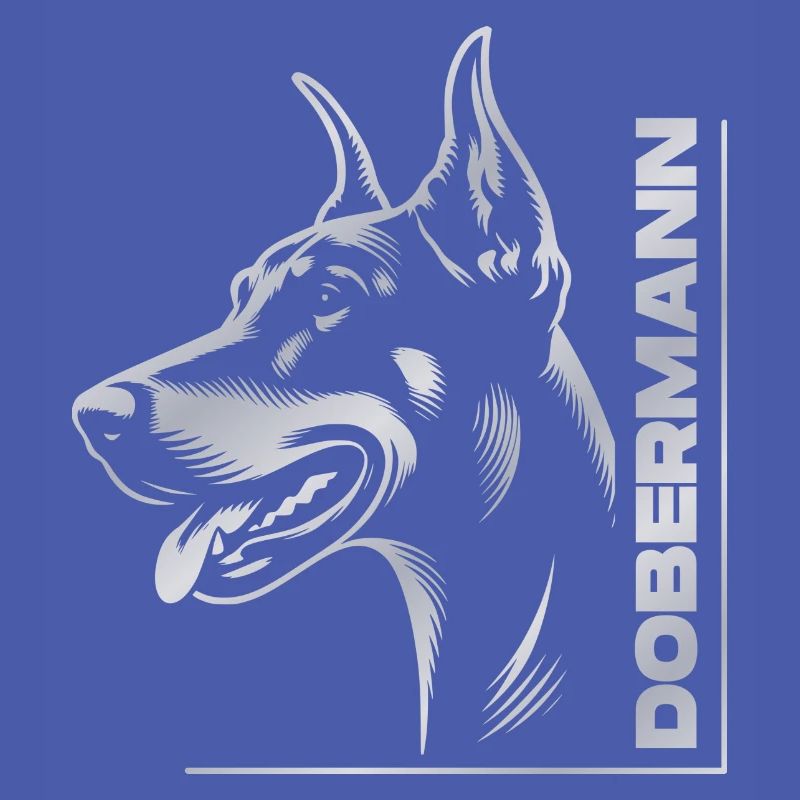 Doberman Pinscher, Dog Head, Silver Drawing