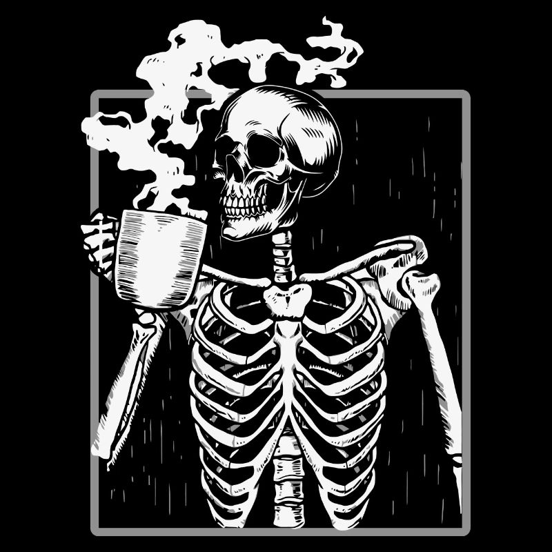 Skeleton Drinking Coffee Lover Funny Halloween